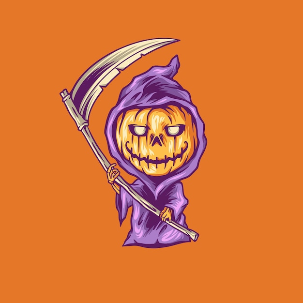 Ilustración malvada de calabaza de halloween