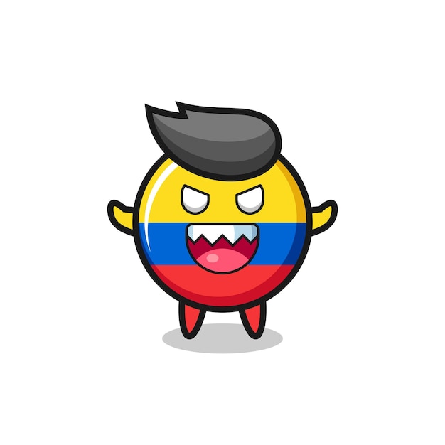 Vector ilustración del malvado personaje de la mascota de la insignia de la bandera de colombia