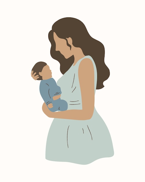 Vector ilustración de mamá y bebé