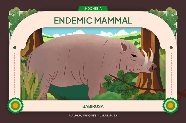 Vector ilustración de mamíferos endémicos de indonesia con una hermosa inspiración en el diseño de paisajes