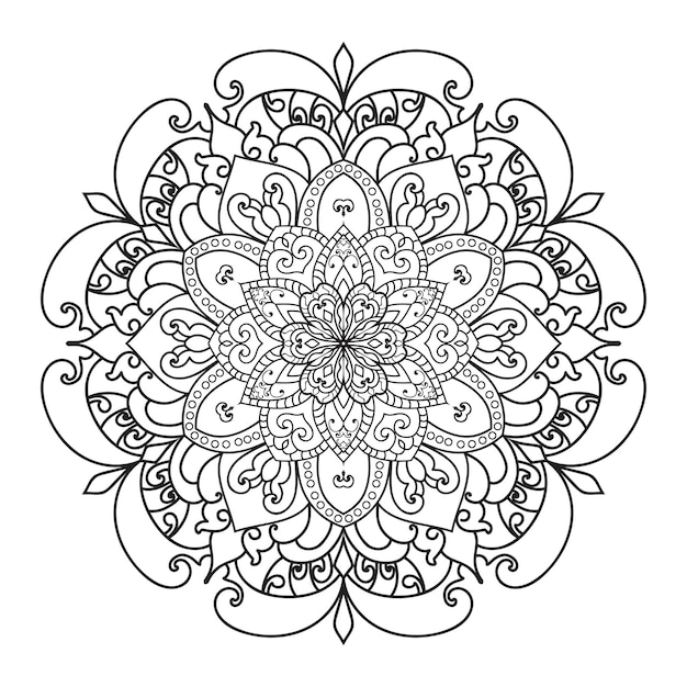 Ilustración de mandala. Adornos florales para colorear libro.