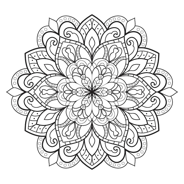 Ilustración de mandala. Adornos florales para colorear libro.