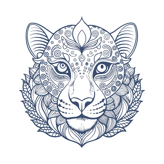 Ilustración de mandala de animales dibujada a mano con fondo blanco