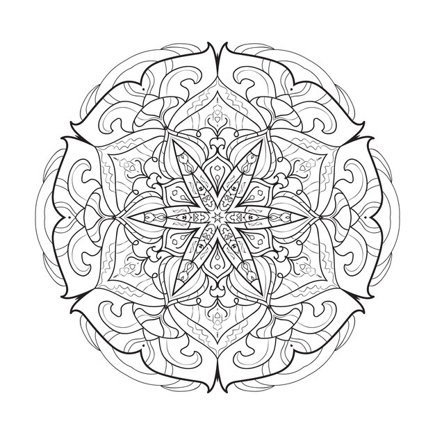 Ilustración de mandala blanco y negro