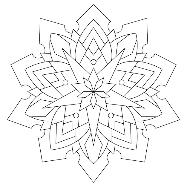 Ilustración de mandala estrella para colorear página y fondo