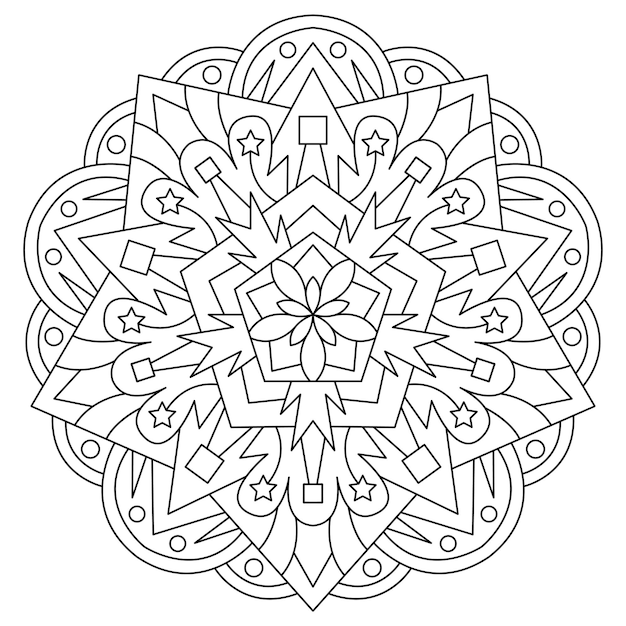 Ilustración de mandala estrella para colorear página y fondo