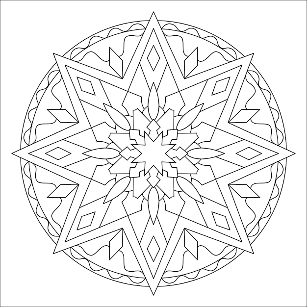 Ilustración de mandala estrella para colorear página