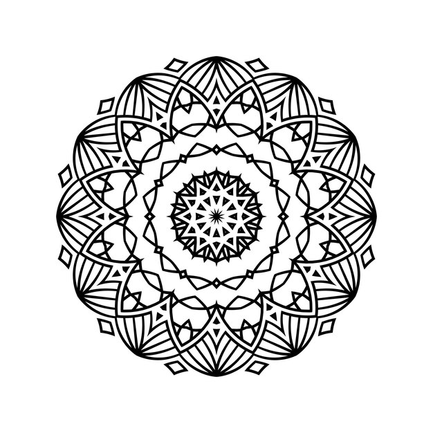 Una ilustración de mandala floral en blanco y negro