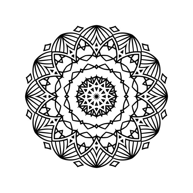 Una ilustración de mandala floral en blanco y negro