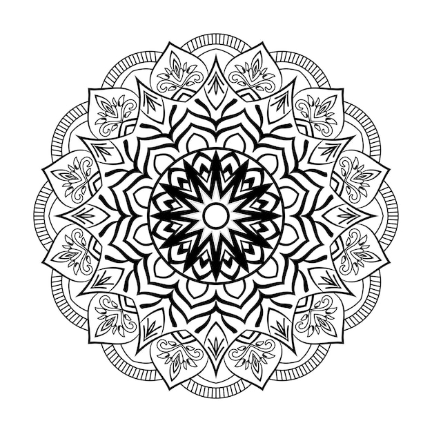 Ilustración de mandala negra en estilo garabato. Corazones de mandala de fideos dibujados a mano por vectores. Arte decorativa.