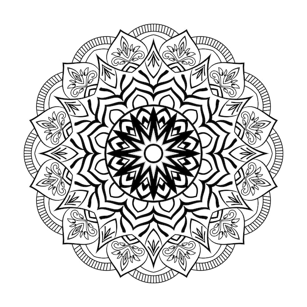 Ilustración de mandala negra en estilo garabato. Corazones de mandala de fideos dibujados a mano por vectores. Arte decorativa.