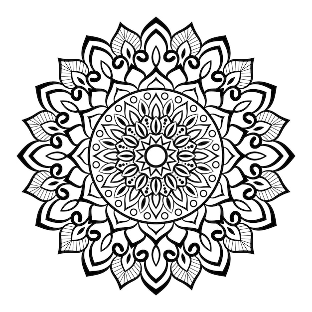 Ilustración de mandala negra en estilo garabato. corazones de mandala de fideos dibujados a mano por vectores. arte decorativa.