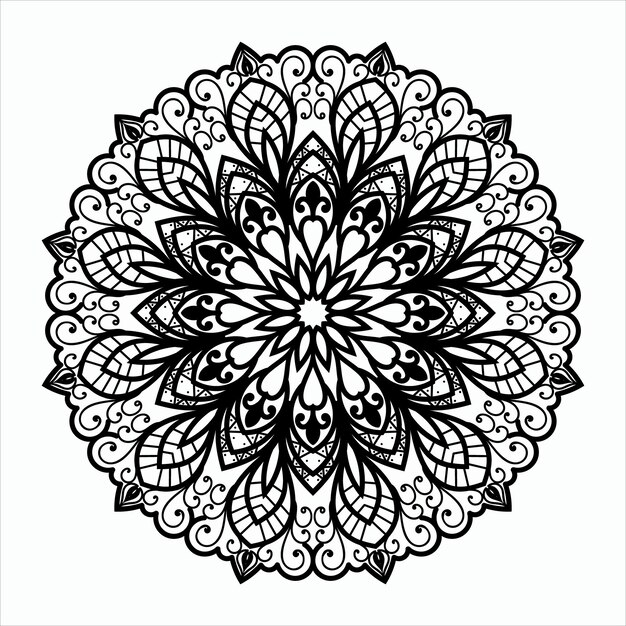Ilustración de mandala negra en estilo garabato. vector dibujado a mano doodle mandala corazones.