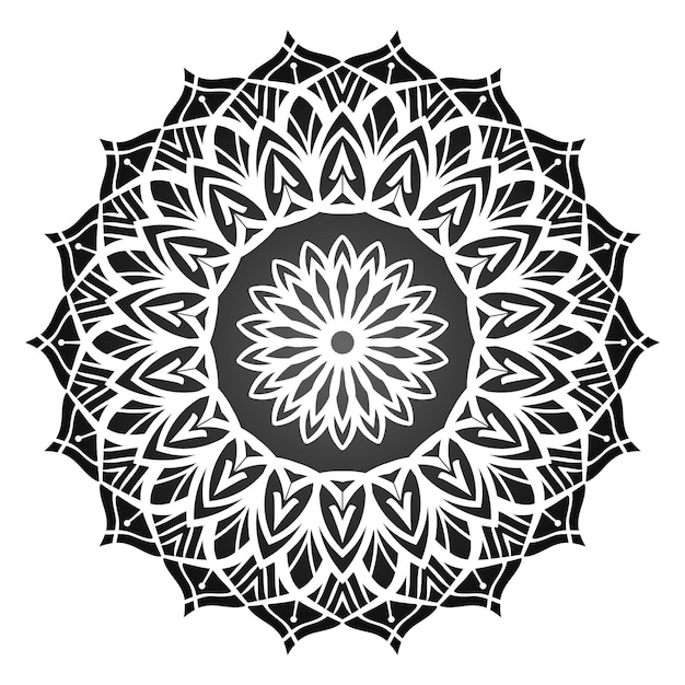 Ilustración de mandala ornamental de lujo en blanco y negro