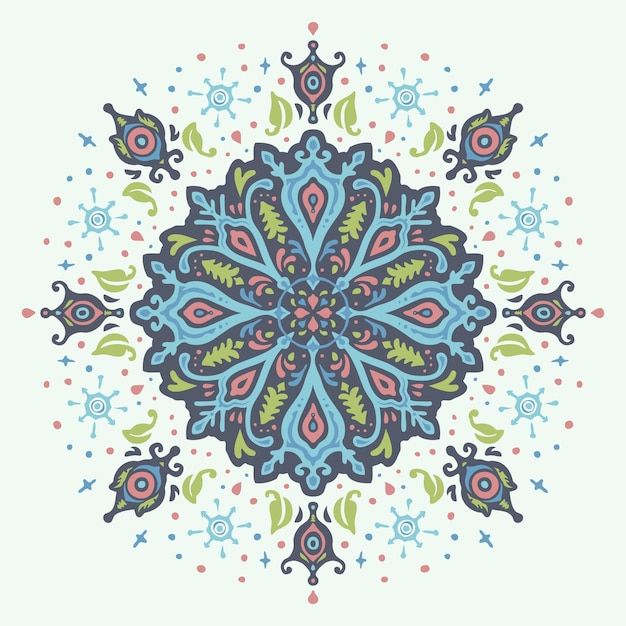 Ilustración de mandala de patrón de flores de invierno