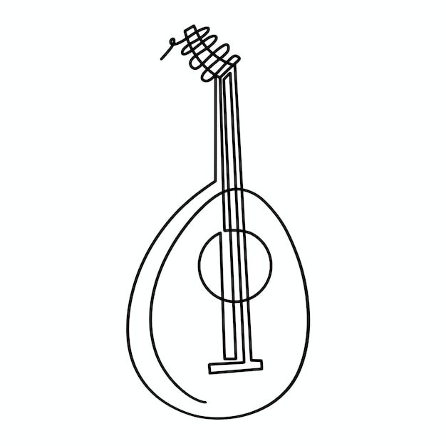 Vector ilustración de mandolina continua de una línea vectorial