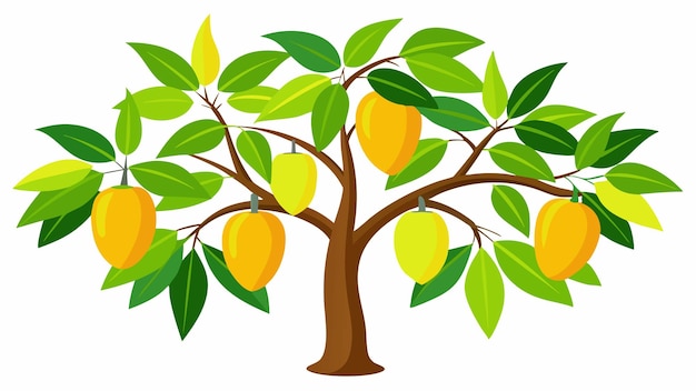 Ilustración de un mango amarillo aislado sobre un fondo blanco