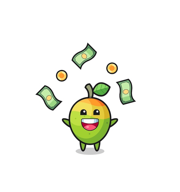Vector ilustración del mango atrapando dinero cayendo del cielo