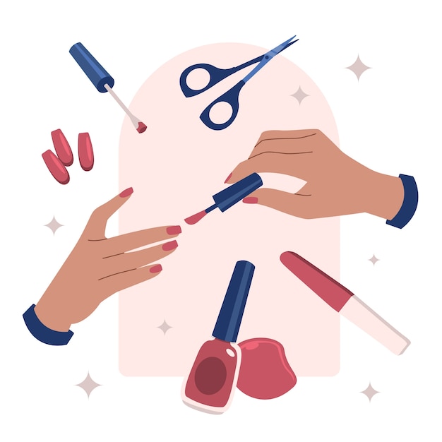 Ilustración de manicura dibujada a mano