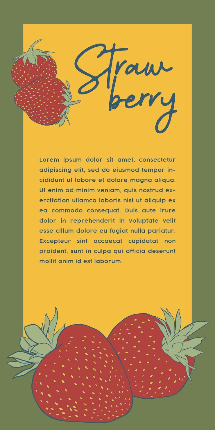 Ilustración a mano de color de la bandera de las fresas
