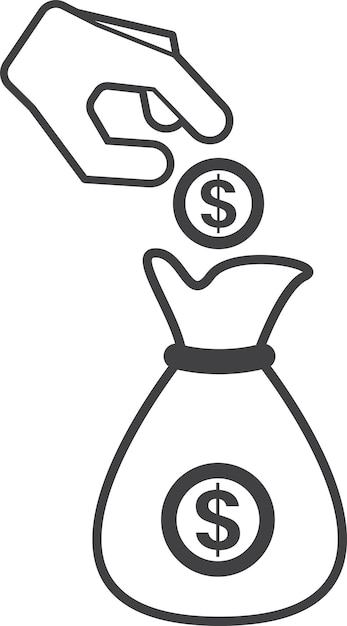 Ilustración de mano y dinero en estilo minimalista