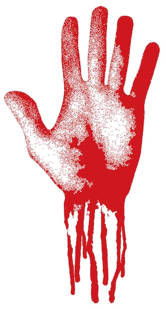 Vector ilustración de una mano humana con gotas de sangre