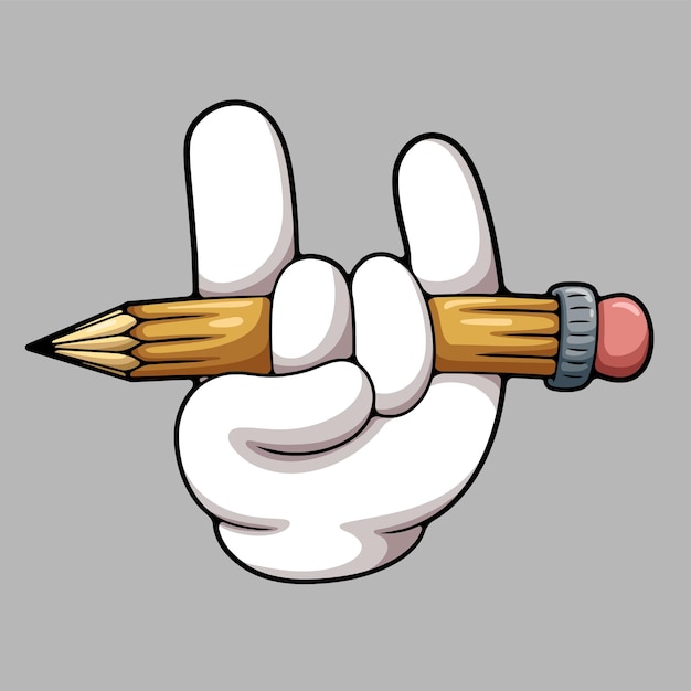 Ilustración de la mano metálica del lápiz