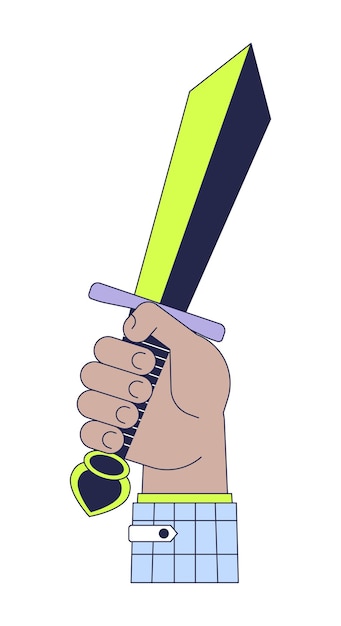 Ilustración de la mano del personaje de dibujos animados Raising up Sword