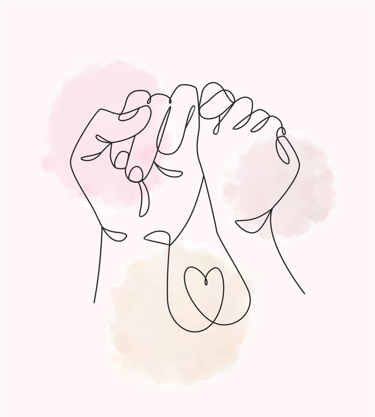 Vector ilustración de la mano de la promesa del dedo meñique en estilo de arte de línea para el día de san valentín