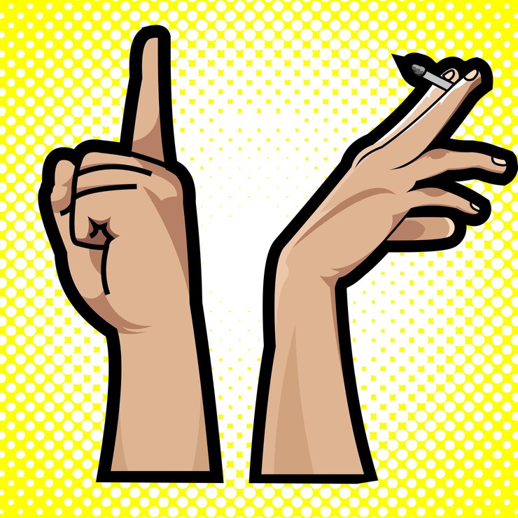 Vector ilustración de mano sosteniendo cigarrillos