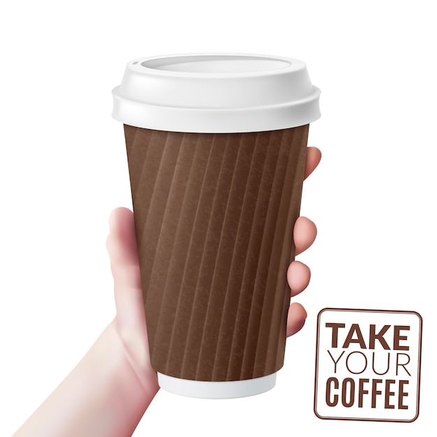 Ilustración de mano de taza de café realista