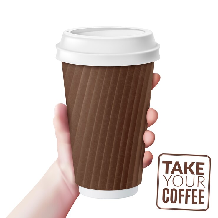 Vector ilustración de mano de taza de café realista