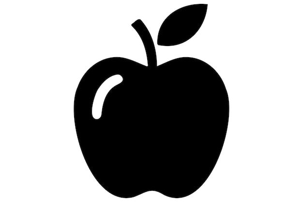 Ilustración de manzana en blanco y negro