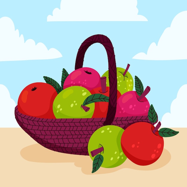 Vector ilustración de una manzana linda