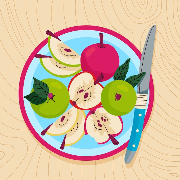 Vector ilustración de una manzana linda