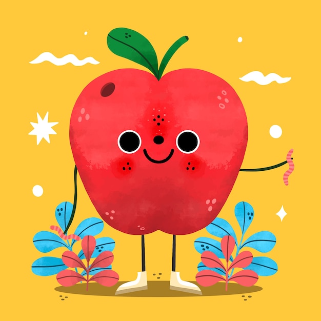 Ilustración de una manzana linda