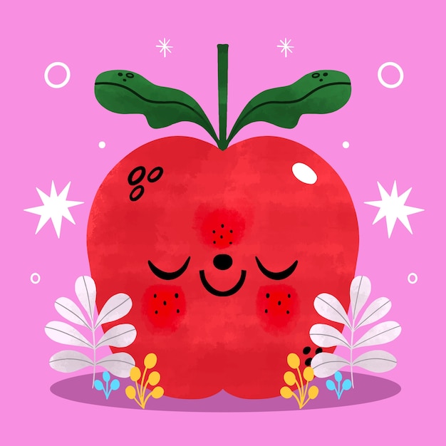 Vector ilustración de una manzana linda