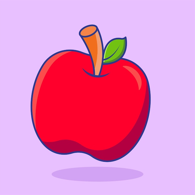 Ilustración de una manzana roja dulce, saludable y deliciosa