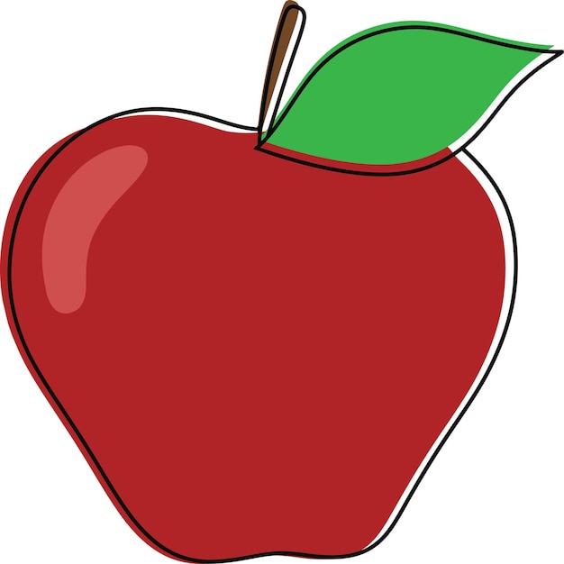 Vector ilustración de manzana roja. estilo de dibujos animados de manzana. concepto plano de fruta