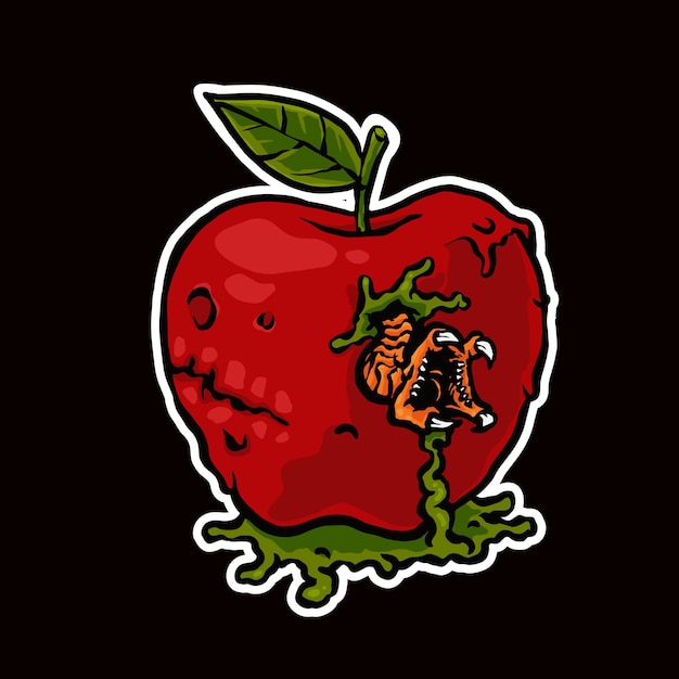 Ilustración de manzana zombie