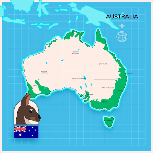 Ilustración del mapa de Australia dibujada a mano