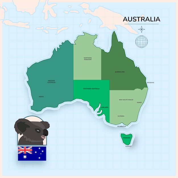 Ilustración del mapa de Australia dibujada a mano