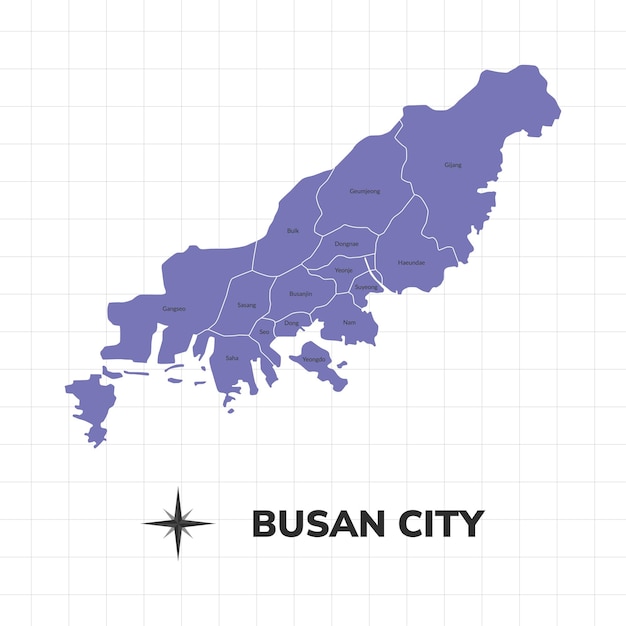 Ilustración del mapa de la ciudad de Busan Mapa de ciudades de Corea del Sur