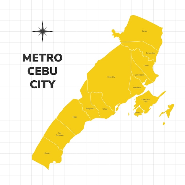 Ilustración del mapa de la ciudad de cebu mapa de la ciudad en filipinas