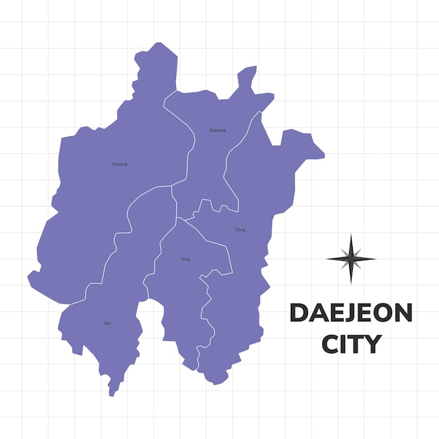 Vector ilustración del mapa de la ciudad de daejeon mapa de ciudades de corea del sur