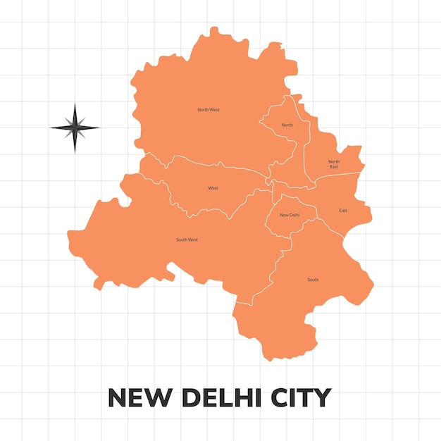 Ilustración del mapa de la ciudad de nueva delhi mapa de la ciudad en la india