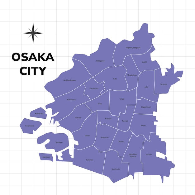 Vector ilustración del mapa de la ciudad de osaka mapa de la ciudad en japón