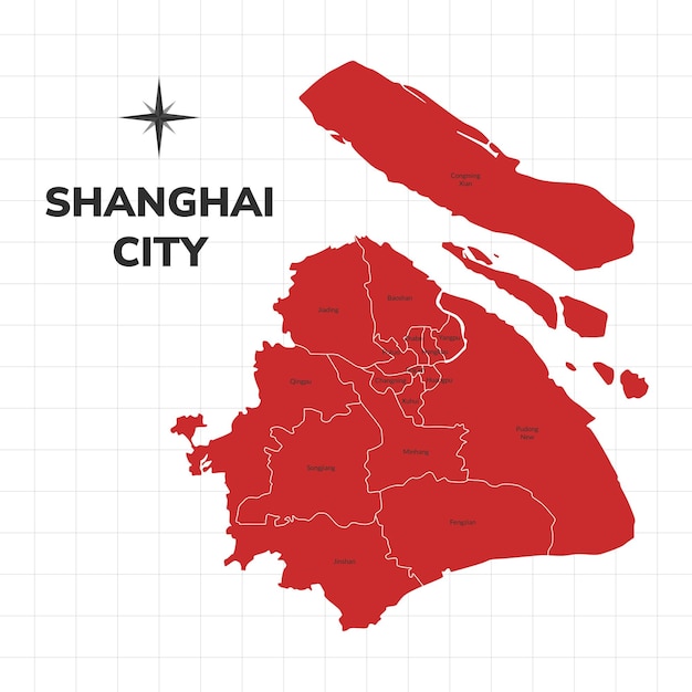 Ilustración del mapa de la ciudad de Shanghai Mapa de la ciudad en China