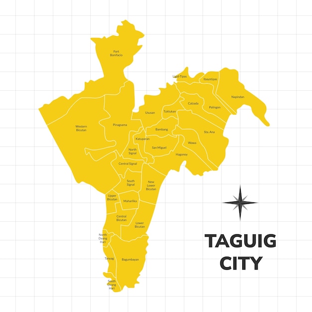 Ilustración del mapa de la ciudad de Taguig Mapa de la ciudad en Filipinas