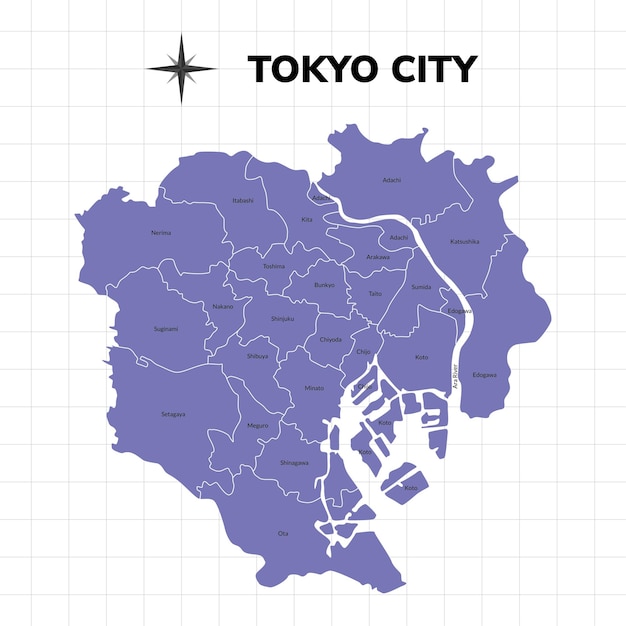 Vector ilustración del mapa de la ciudad de tokio mapa de la ciudad en japón